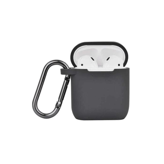 North - NORTH Airpods Skyddsväska Silicone Karbinhängare Mörkgrå