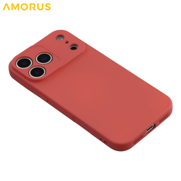 Amorus - AMORUS iPhone 17 Pro Mobilskal Precise Cutouts TPU Fiber - Röd