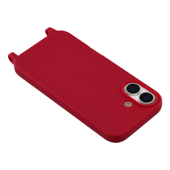 A-One Brand - iPhone 17 Mobilskal TPU med Hål för Rem - Mörkröd