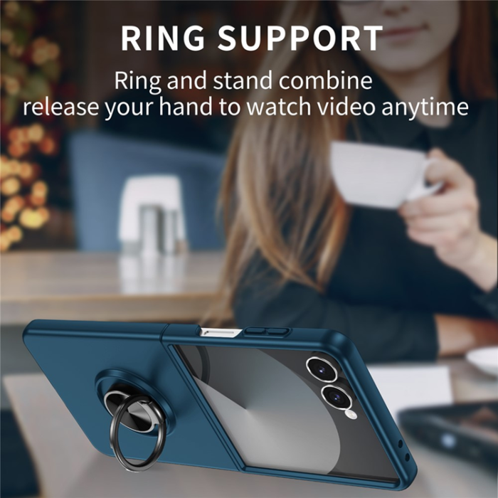 A-One Brand - Galaxy Z Flip 7 Mobilskal Rotatable Ring Kickstand - Mörkblå