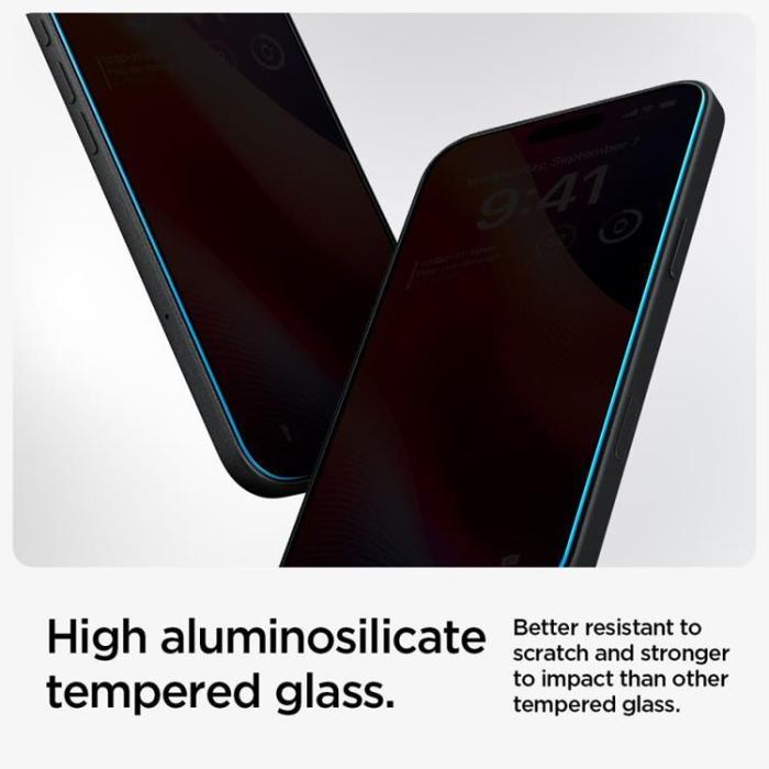 Spigen - [2-Pack] Spigen iPhone 15/16 Härdat Glas Skärmskydd Privacy