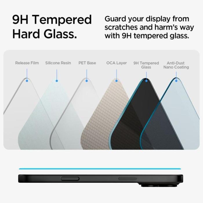 Spigen - [2-Pack] Spigen iPhone 15/16 Härdat Glas Skärmskydd Privacy