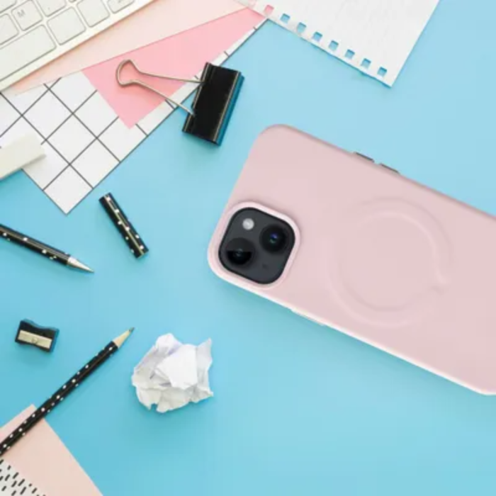 OEM - iPhone 15 Plus Mobilskal Magsafe Läder Roar - Rosa