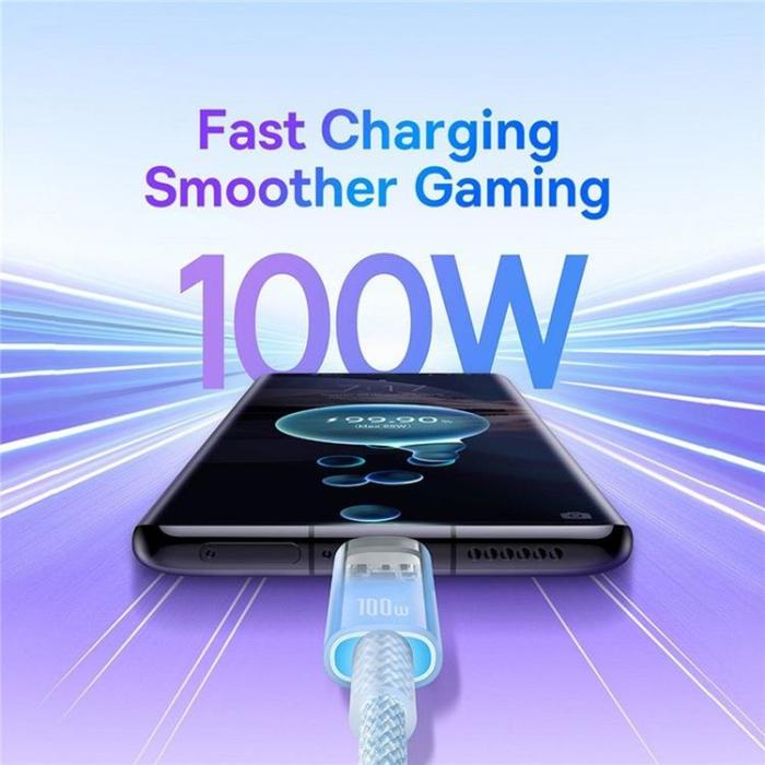 BASEUS - Baseus USB-C till USB-C kabel 2m 100W - Blå