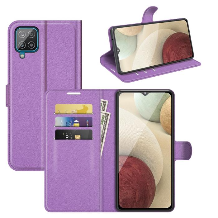 A-One Brand - Litchi Plånboksfodral Galaxy A22 4G - Lila