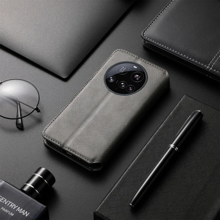A-One Brand - Xiaomi 15 Ultra Plånboksfodral Rhombus Imprint Läder - Grå
