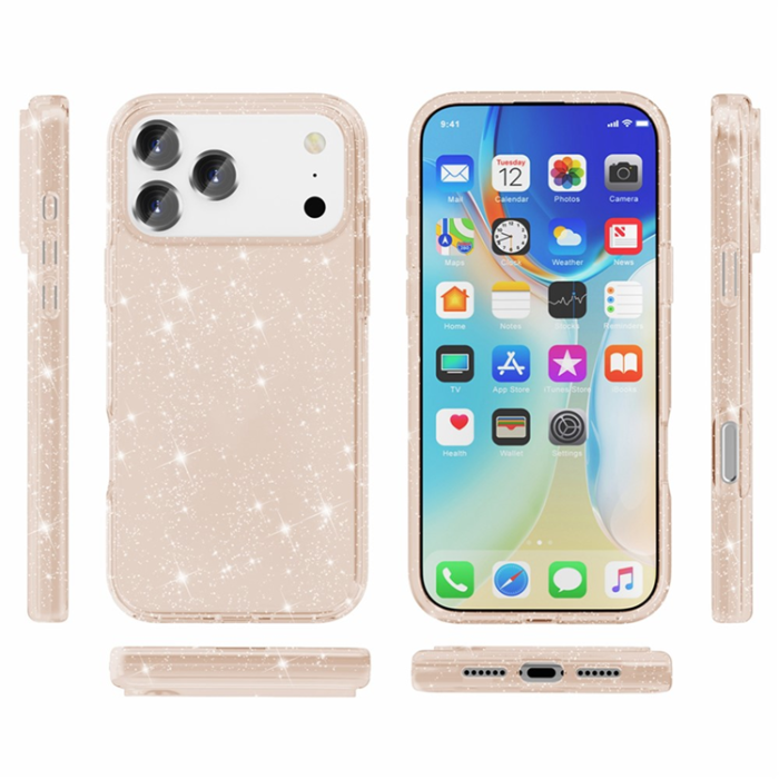 AMORUS - AMORUS iPhone 17 Pro Max Mobilskal Shockproof - GlitterGuld