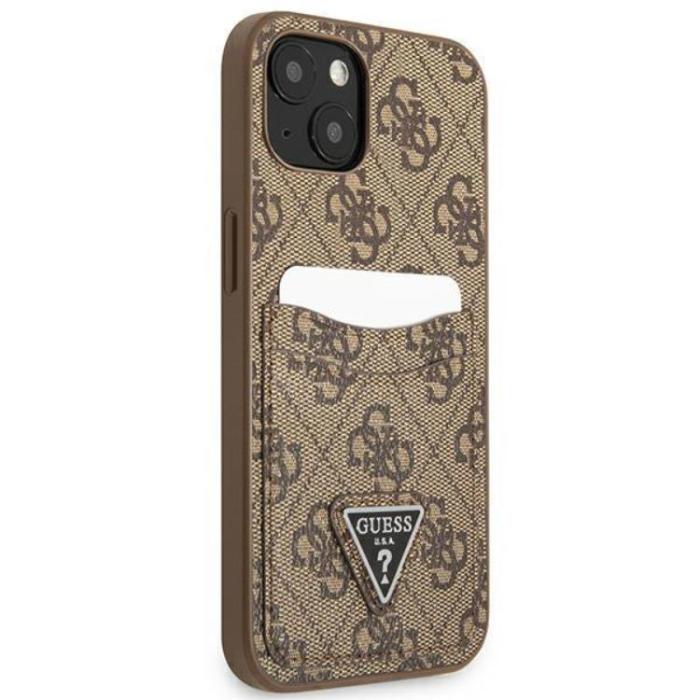 UTGATT1 - Guess iPhone 13 Skal Korthållare 4G Triangle Logo - Brun