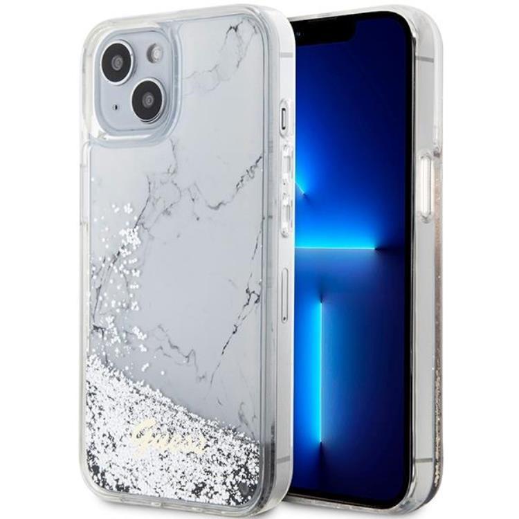 Guess iPhone 14 Mobilskal Liquid Glitter Marble - Vit | 2353 | AlltMobil