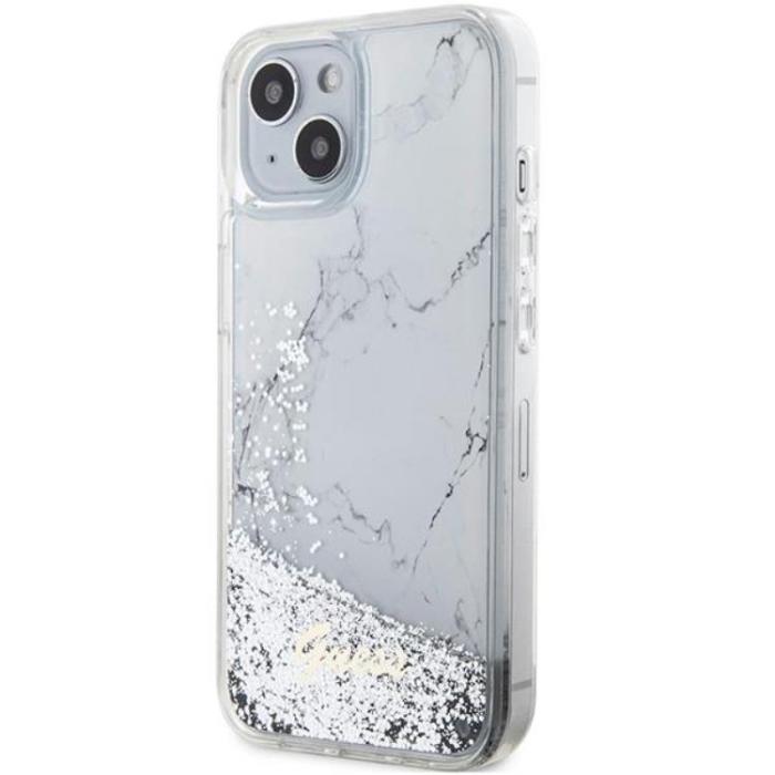 Guess - Guess iPhone 14 Mobilskal Liquid Glitter Marble - Vit