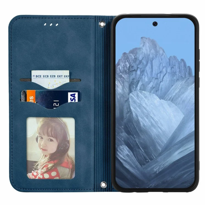 A-One Brand - Google Pixel 10/10 Pro Plånboksfodral Retro - Mörkblå