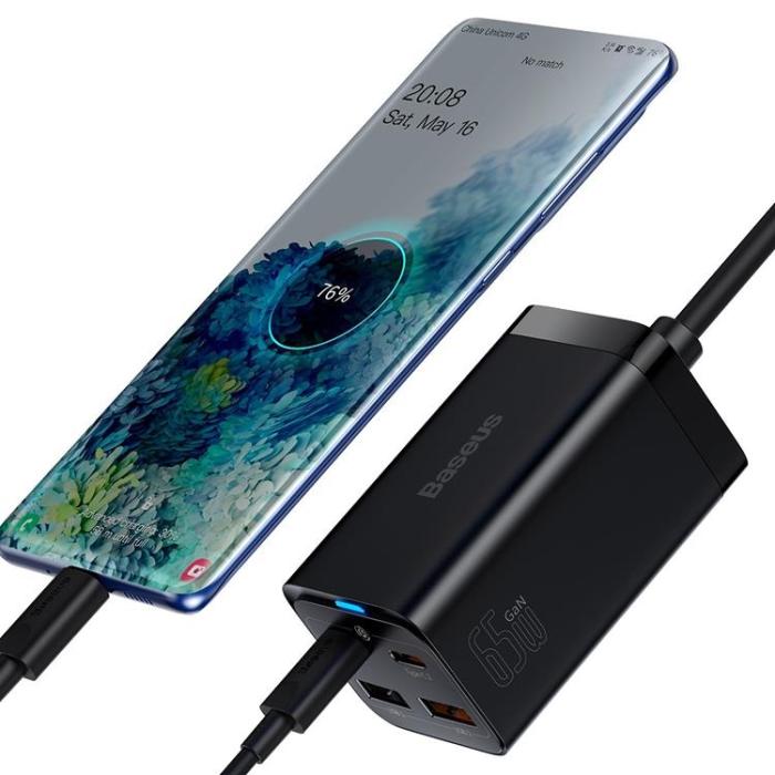 BASEUS - Baseus Väggladdare 2x USB-C/2x USB-A GaN3 100W - Svart