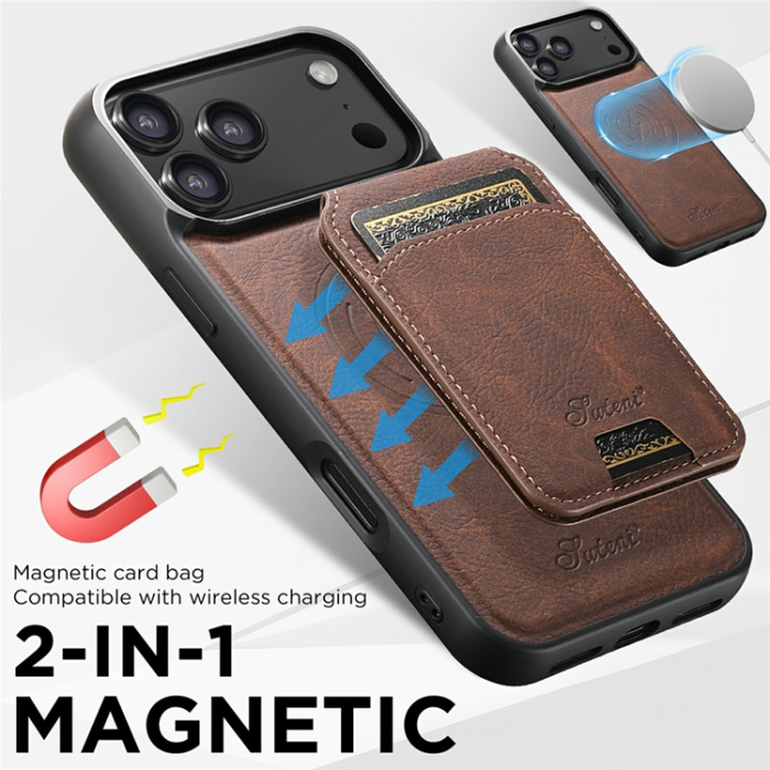 SUTENI - SUTENI iPhone 17 Pro Mobilskal MagSafe Kickstand H16 - Brun