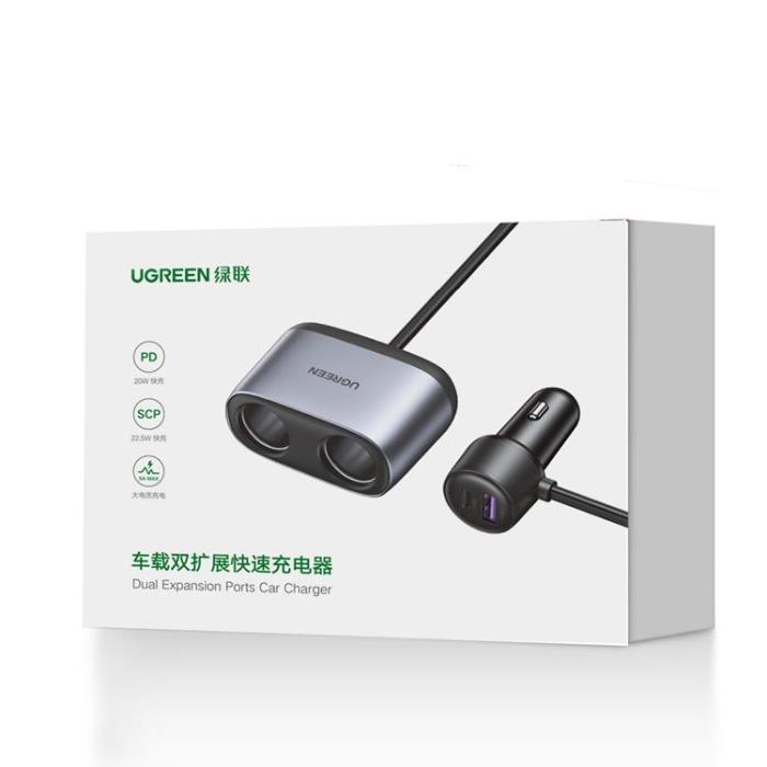 UTGATT1 - Baseus Billaddare USB Till Typ-C Med 2x Biluttag - Grå