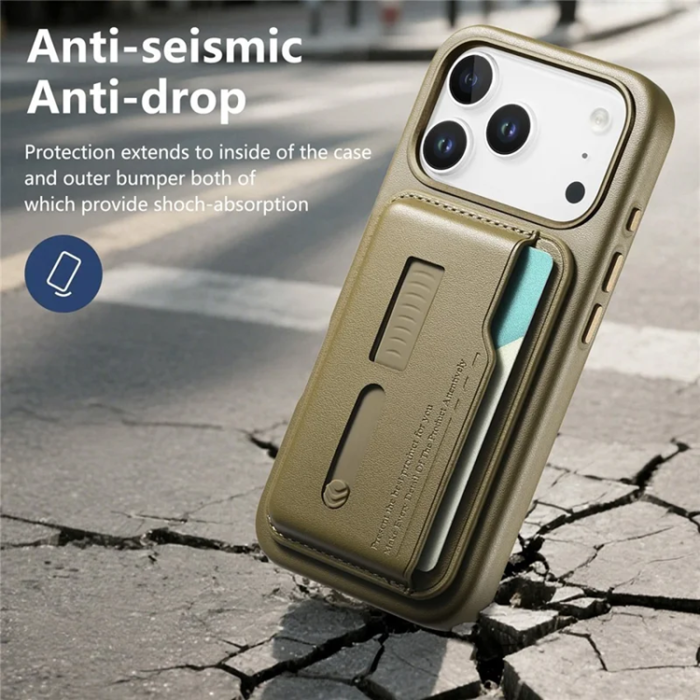 A-One Brand - Mobilskal till iPhone 17 Pro Max Magsafe Detachable korthållare - Khaki