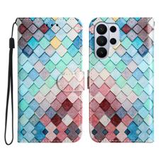 OEM - Samsung Galaxy S26 Ultra Pl&aring;nboksfodral Tryckt M&ouml;nster Konstl&auml;der St&auml;ll - Rutigt
