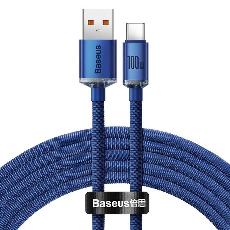 Baseus USB Till USB-C 100W 2m Kabel Crystal Shine - Blå | 3541 | AlltMobil