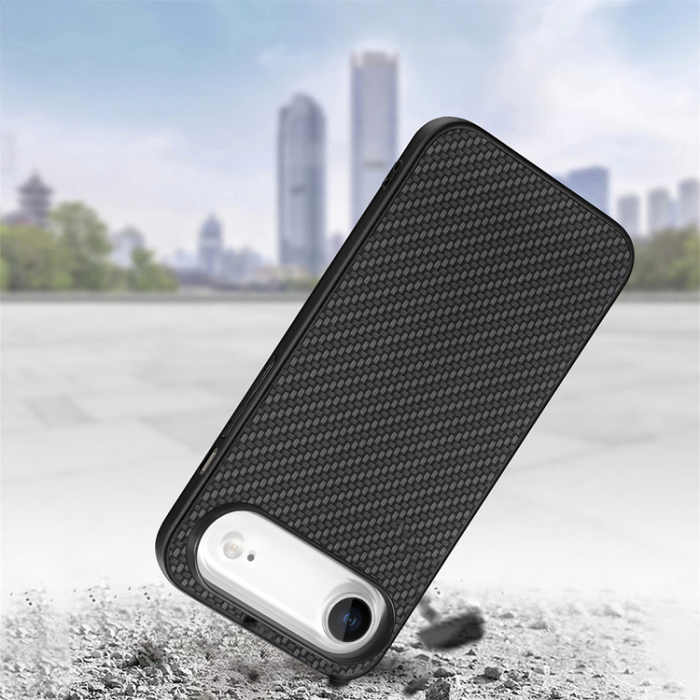 A-One Brand - iPhone Air Mobilskal Carbon Fiber PU Läder - Svart