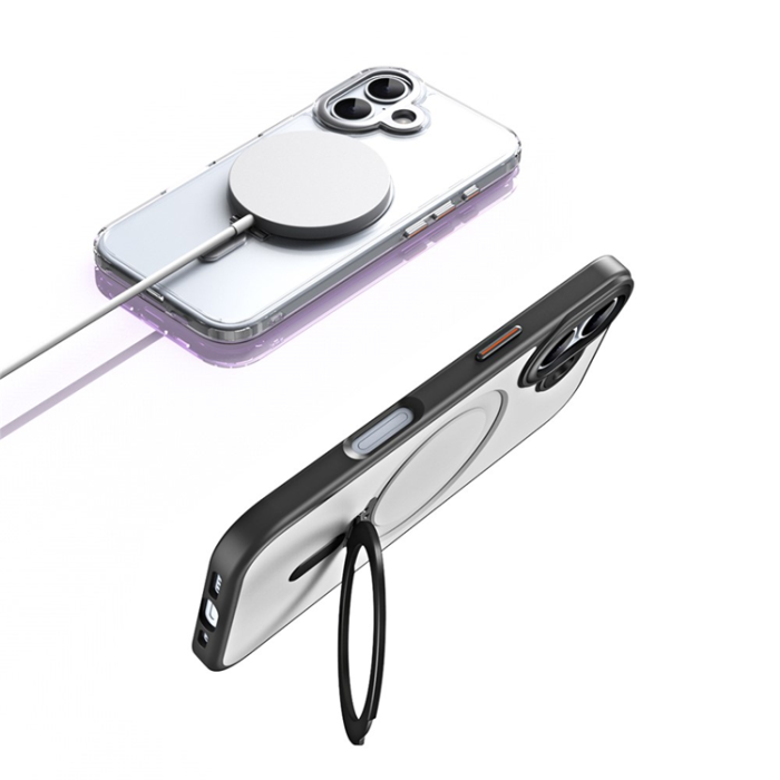 A-One Brand - iPhone 17 Mobilskal MagSafe Hidden Magnetisk Kickstand - Silver