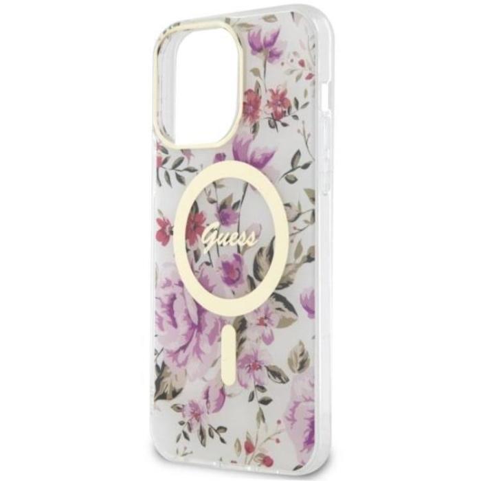 Guess - Guess iPhone 14 Pro Max Mobilskal MagSafe Flower - Transparent