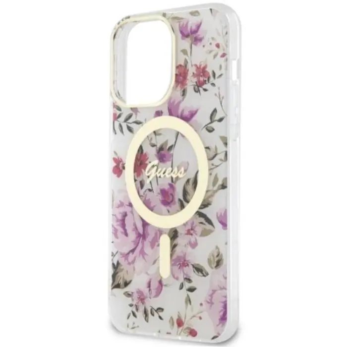 Guess - Guess iPhone 14 Pro Max Mobilskal MagSafe Flower - Transparent