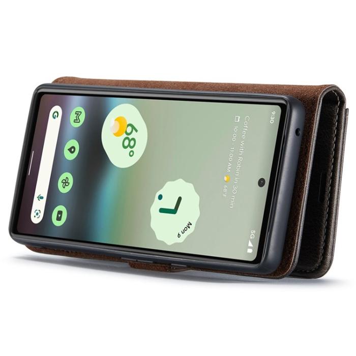 DG.MING - DG.MING Google Pixel 6a Plånboksfodral Detachable 2in1 Äkta Läder - Grå