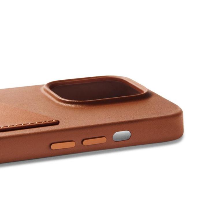 Mujjo - Mujjo iPhone 14 Pro Skal Korthållare Full Läder - Tan