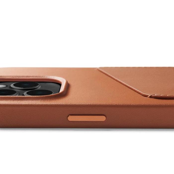 Mujjo - Mujjo iPhone 14 Pro Skal Korthållare Full Läder - Tan