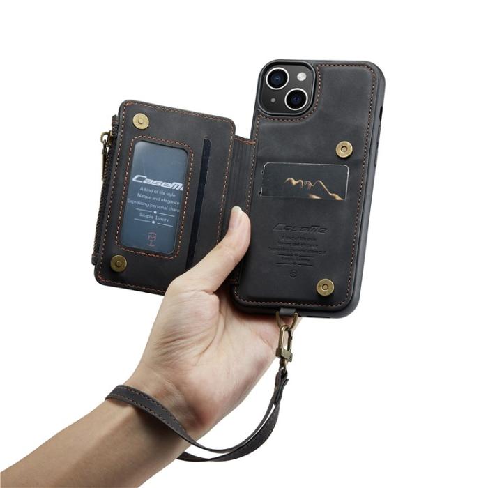 Caseme - CASEME iPhone 14 Plus Plånboksfodral C20 Zipper Kickstand - Svart