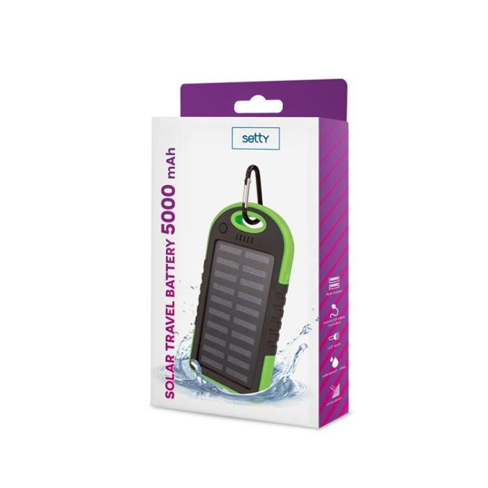 Setty - Setty Powerbank 5000 mAh Solar - Grön