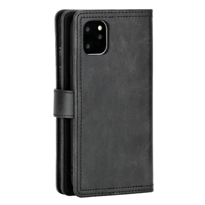 OEM - iPhone 14 Plus Plånboksfodral Äkta Läder Flip - Svart