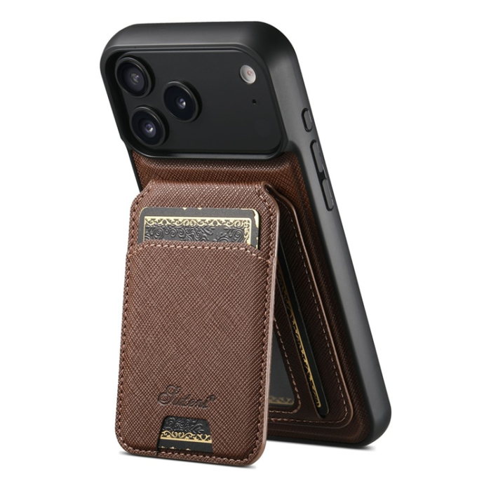 SUTENI - SUTENI iPhone 17 Pro Mobilskal MagSafe Cross Texture H18 - Brun