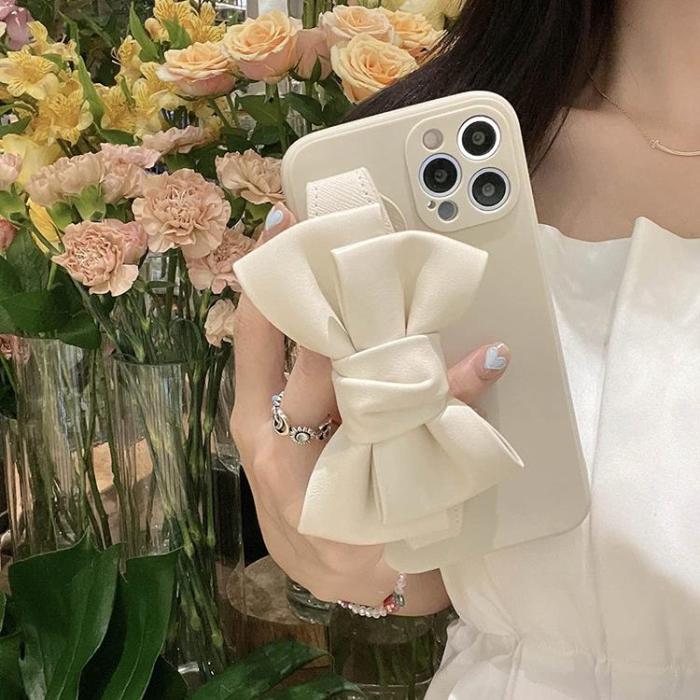 OEM - Bowknot Läderrem TPU Skal iPhone 13 - Vit