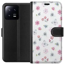 iSecrets - Pl&aring;nboksfodral till Xiaomi 13 med Blommor och fj&auml;rillar