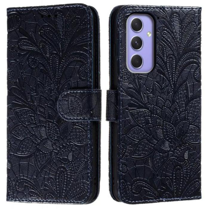 OEM - Samsung Galaxy S26 Plånboksfodral Spetsblommor Konstläder Flip - Svart