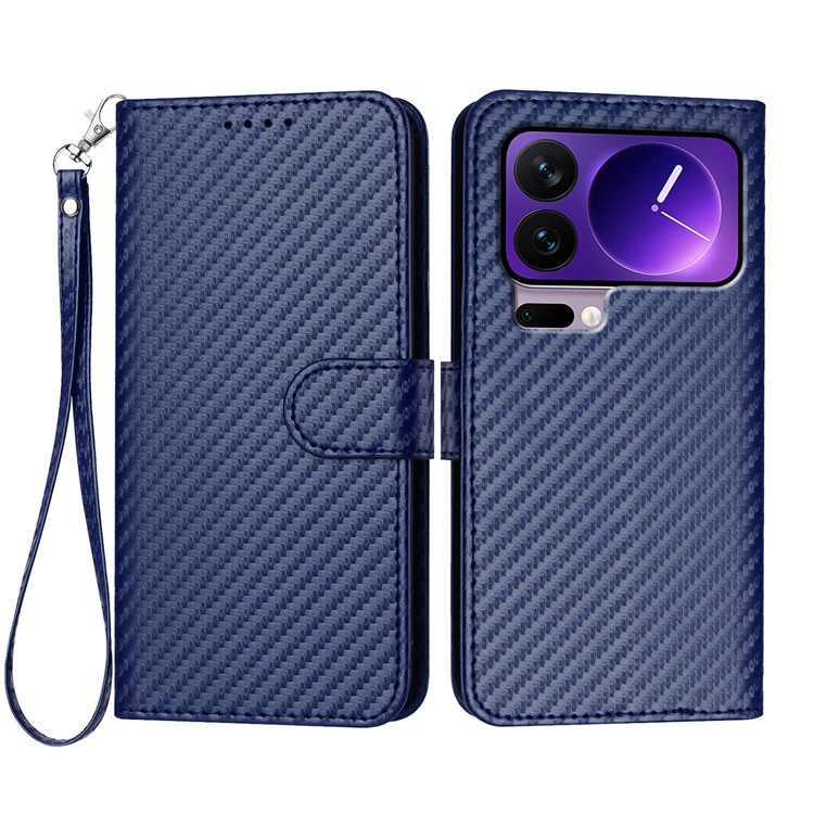 Xiaomi 17 Pro Konstläder Plånboksfodral Carbon Fiber (Kunglig Blå) | 2353 | AlltMobil