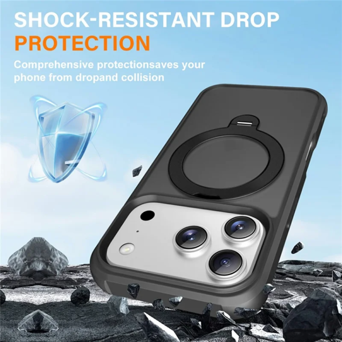 A-One Brand - iPhone 17 Pro Max Mobilskal MagSafe Kickstand TPU + PC - Svart