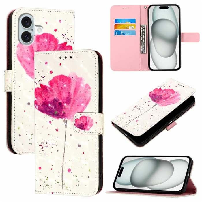 A-One Brand - iPhone 16 Plus Plånboksfodral Printing Pattern Med Rem