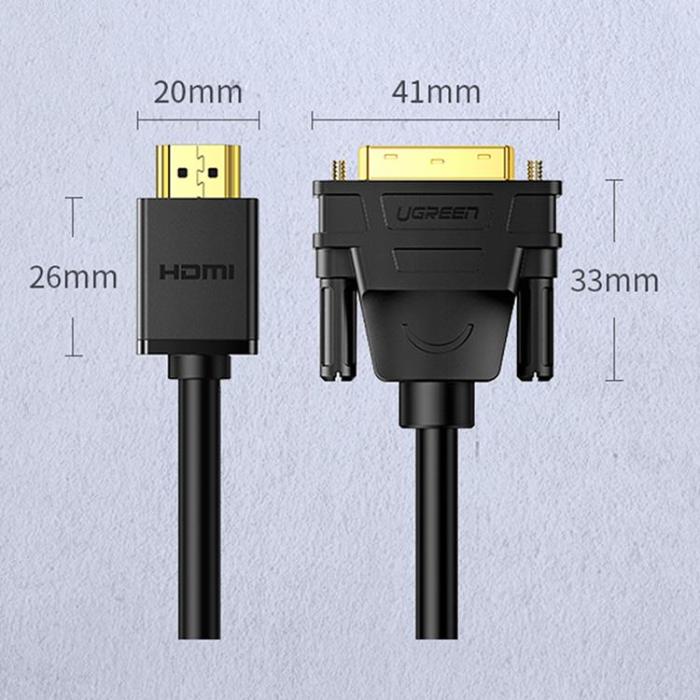 Ugreen - Ugreen HDMI Kabel Bi Directional DVI 2m - Svart