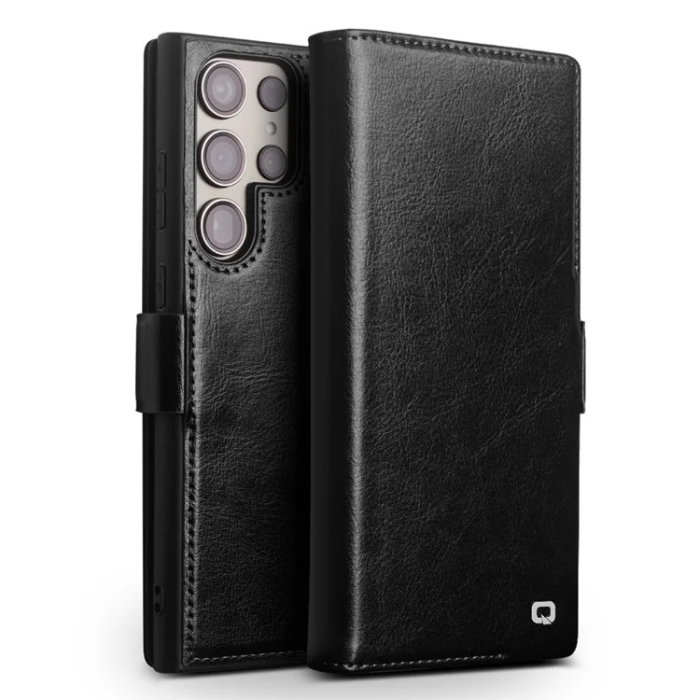 QIALINO - QIALINO Galaxy S22 Ultra Plånboksfodral Äkta Läder