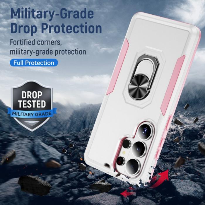 OEM - Mobilskal för Samsung Galaxy S26 Ultra Militärklass Ring Kickstand Plast - Vit