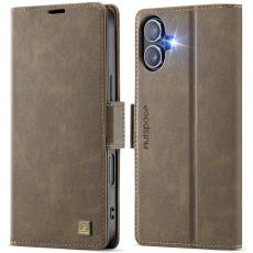 AUTSPACE - AUTSPACE iPhone 16 Plus Fodral Retro Konstl&auml;der - Brun - RFID-Skydd