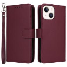 BETOPNICE - BETOPNICE iPhone 14 Pl&aring;nboksfodral Magnetiskt Detachable Konstl&auml;der - Vinr&ouml;d