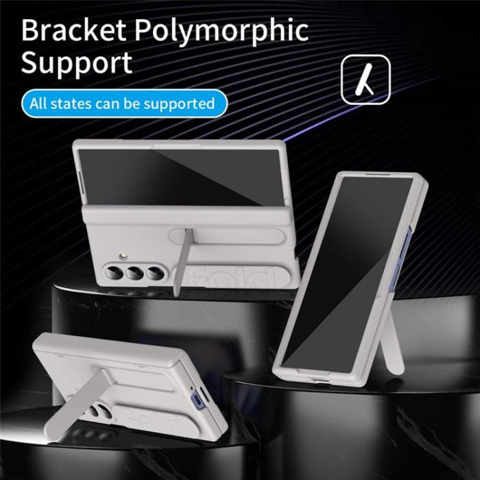 A-One Brand - Mobilskal För Galaxy Z Fold 8 Kickstand med Skärmskydd - Carbon Guld