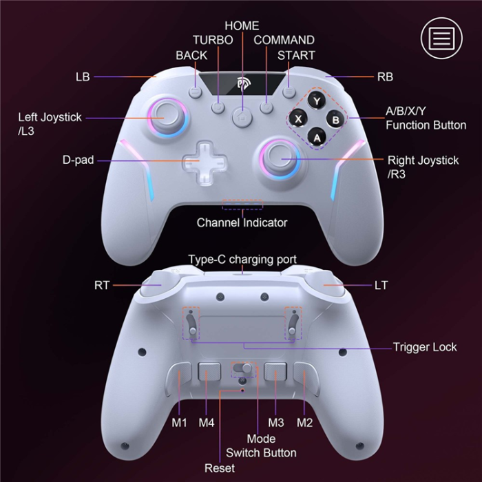 A-One Brand - EASYSMX Spelkontroll Bluetooth 2.4G Trådbunden Programmerbar Gamepad X20