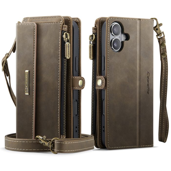 Caseme - CASEME iPhone 17 Plånboksfodral Zipper RFID C39 - Brun