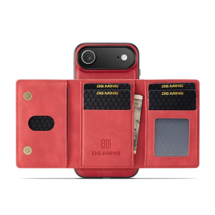 DG.MING - DG.MING iPhone Air Konstläder Plånboksfodral PU + PC + TPU Röd