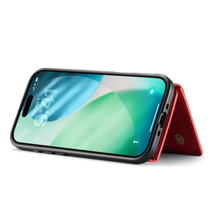 DG.MING - DG.MING iPhone Air Konstläder Plånboksfodral PU + PC + TPU Röd