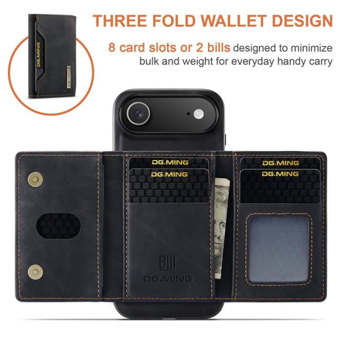 DG.MING - DG.MING iPhone Air Konstläder Plånboksfodral PU + PC + TPU - Svart