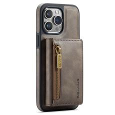 DG.MING - DG.MING iPhone 12/12 Pro Konstl&auml;der Pl&aring;nboksfodral Tri-fold Brun